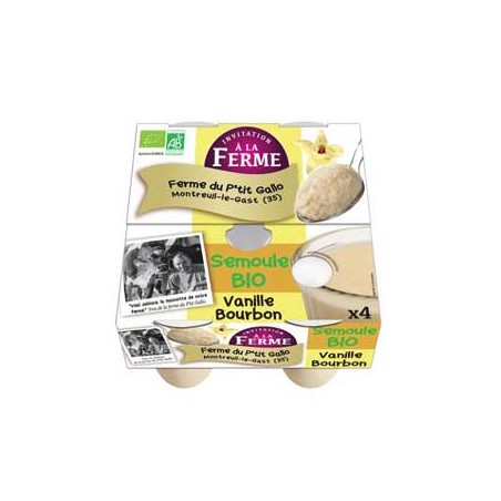 Semoules bio "au lait" à la vanille - 4*100 gProduits fraisLE P TIT GALLO
