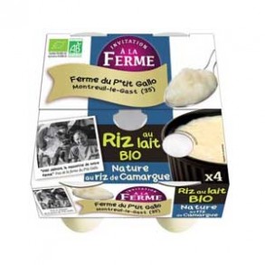 Riz au lait nature par 4- bio-Produits frais-LE P TIT GALLO