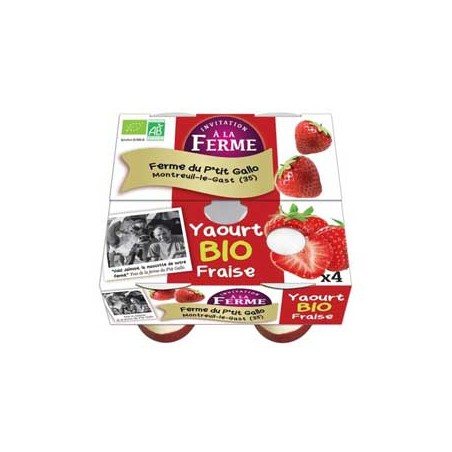 Les yaourts aux Fraises par 4 -bioYaourts (vache)LE P TIT GALLO