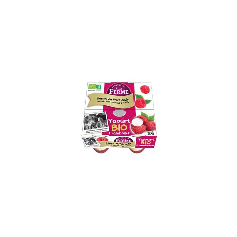 Yaourts (vache)-Les yaourts Framboise bio -Par 4-LE P TIT GALLO Yaourts (vache)-Les yaourts Framboise bio -Par 4-LE P TIT GALLO