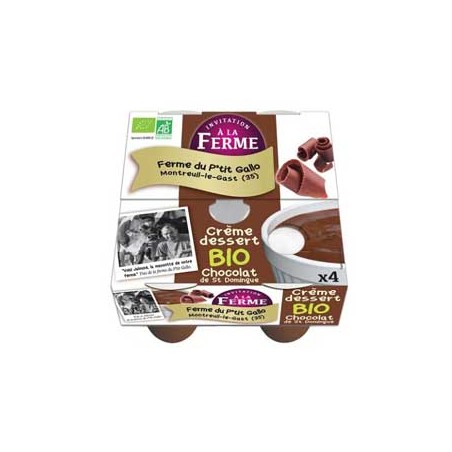 crème chocolat de St Domingue bio - Par 4Crèmes desserts, riz au laitLE P TIT GALLO