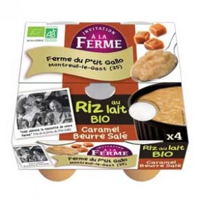 Riz au lait caramel beurre salé par 4- bio-Produits frais-LE P TIT GALLO