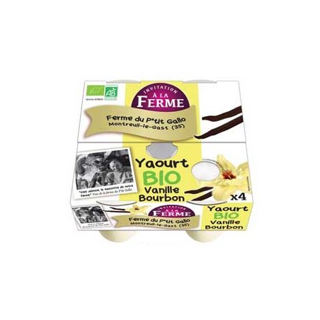 Yaourt bio aromatisé vanille- 4*125 gYaourts (vache)LE P TIT GALLO
