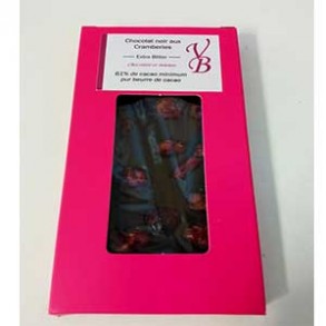 Chocolat noir-Tablette chocolat noir et cramberies- 95 g-Vanessa et Baptiste