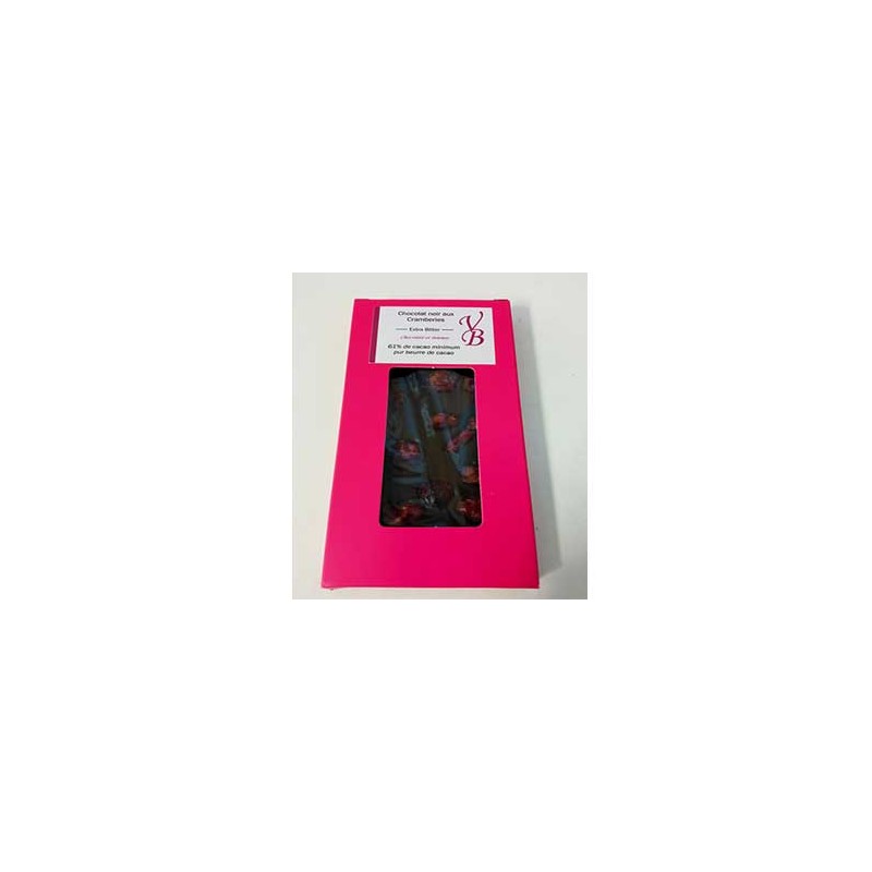 Chocolat noir-Tablette chocolat noir et cramberies- 95 g-Vanessa et Baptiste Chocolat noir-Tablette chocolat noir et cramberies- 95 g-Vanessa et Baptiste