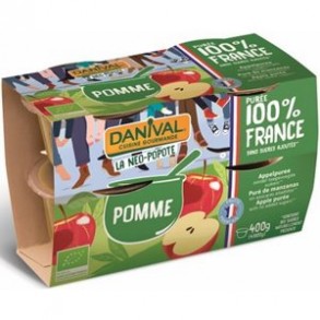 Compotes et purée de fruits-Purée pomme bio - 4*100 grs-BIODIS