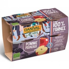 Compotes et purée de fruits-Purée pomme pruneaux bio - 4*100 grs-BIODIS