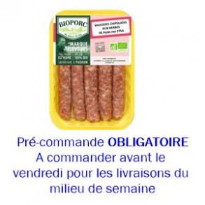 charcuterie bio-Chipolatas bio aux herbes par 5-275 grs-BIOPORC