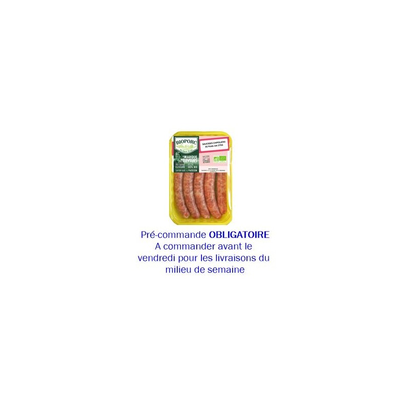 Charcuterie-Chipolatas bio nature par 5-275 grs-BIOPORC Charcuterie-Chipolatas bio nature par 5-275 grs-BIOPORC
