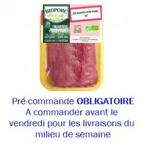 Escalopes, filets, côtes et grillades-Escalope de porc bio par 2- Env. 220 grs-BIOPORC