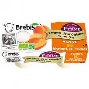 Yaourts (brebis)-yaourt fermier brebis abricot-1 colis de 6*2u-BERGERIE DE LA CORBIERE