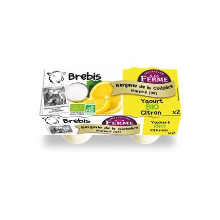 Yaourt fermier CITRON- brebisYaourts (brebis)Bergerie de la Corbière