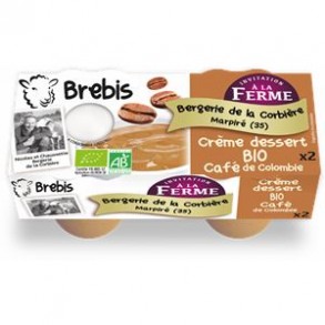 Crème dessert café bio-Brebis- carton de 6-Produits frais-BERGERIE DE LA CORBIERE