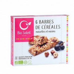Barres énergétiques-Barres noisettes et raisins - Par 6-BIODIS