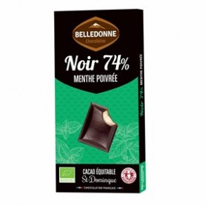 Produits Bio Tablette noir fourrée menthe poivrée bio- 100 g BIODIS