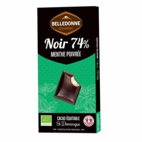 Produits Bio Tablette noir fourrée menthe poivrée bio- 80 g BIODIS