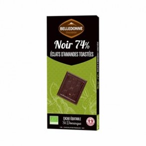 Produits Bio Tablette noir aux éclats d'amandes toastées bio- 100 g BIODIS