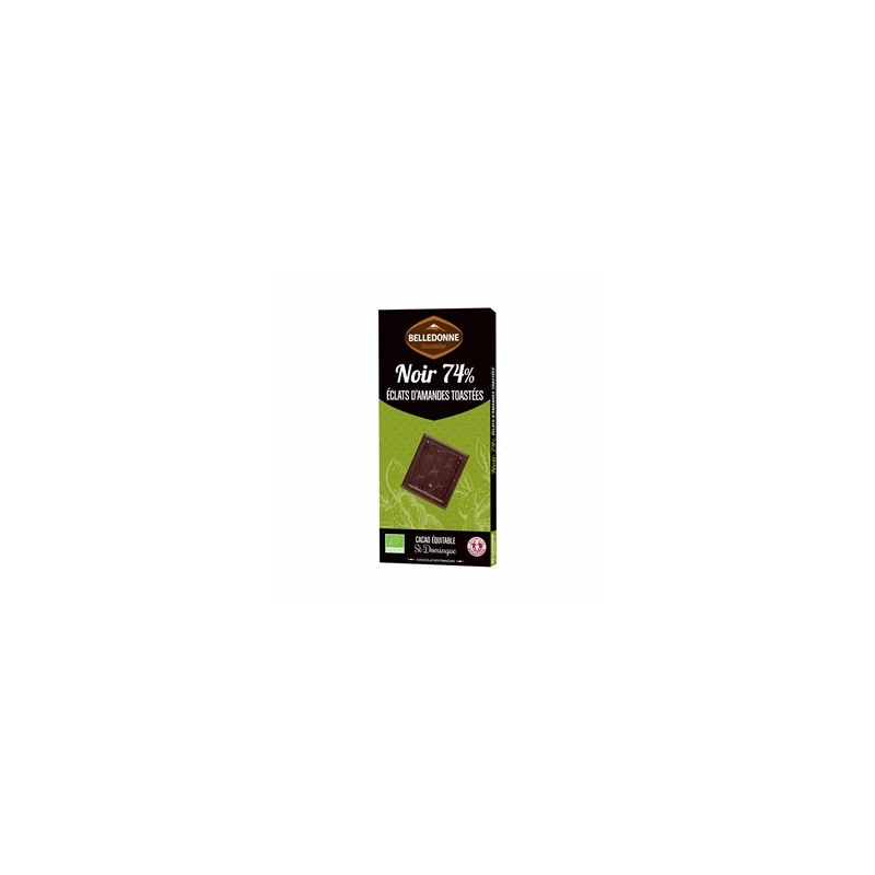 Produits Bio Tablette noir aux éclats d'amandes toastées bio- 100 g BIODIS Produits Bio Tablette noir aux éclats d'amandes toastées bio- 100 g BIODIS