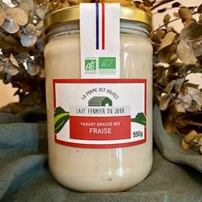 Yaourts (vache)-Yaourt brassé BIO Fraise - Pot 550 grs-LA FERME DES DELICES
