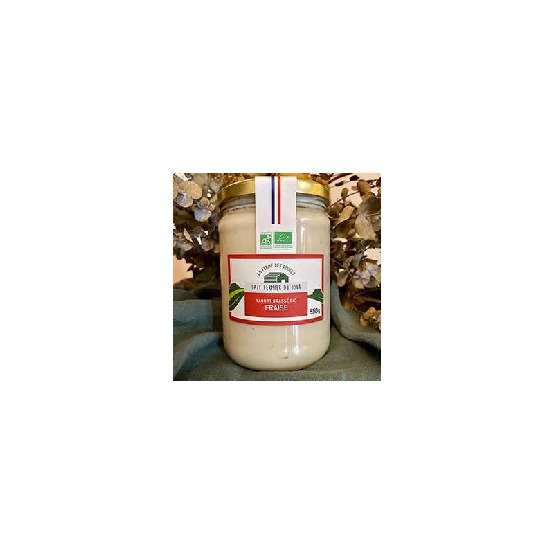 Yaourts (vache)-Yaourt brassé BIO Fraise - Pot 550 grs-LA FERME DES DELICES Yaourts (vache)-Yaourt brassé BIO Fraise - Pot 550 grs-LA FERME DES DELICES