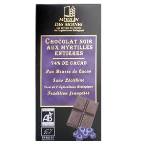 Produits Bio Chocolat noir bio 74% myrtilles- 100 g BIODIS