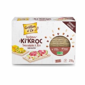 Produits Bio Tartines Sarrasin et riz sans glüten-270 g GRILLON D'OR