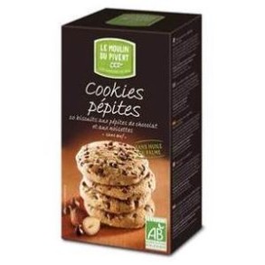 Pâtisserie et biscuits-Cookies Pepites Chocolat et Noisettes (moulin du pivert)-BIODIS