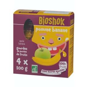 Confitures, compotes et coulis-Gourdes Pom/Banane Bioshok AB-BIODIS