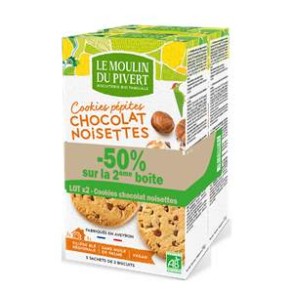 Pâtisserie et biscuits-Cookies Pepites Chocolat Noisettes (lot de 2 boites)-BIODIS