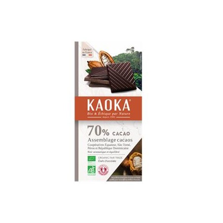 Chocolat Noir KAOKA 70 % Cacao BioLe chocolat noirBIODIS