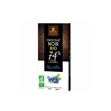 Chocolat noir bio 74% aux myrtilles- 100 gLe chocolat noirBIODIS