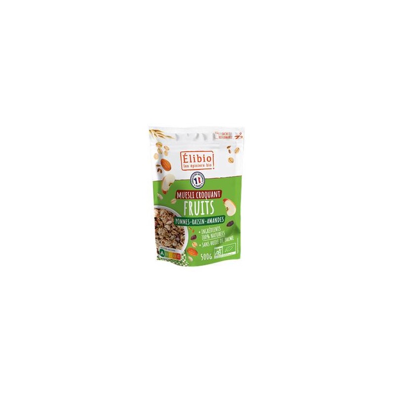 Muesli croquant fruits bio 500gCéréales du matin (bio)Asso élibio