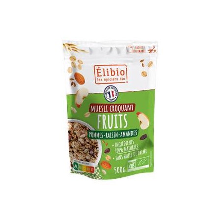 Muesli croquant fruits bio 500gCéréales du matin (bio)Asso élibio