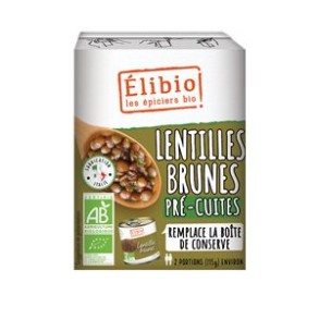 Produits Bio Lentilles Elibio brunes pré-cuites 380 g ASSO. ELIBIO