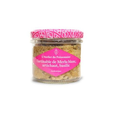 Rillettes merlu blanc artichaut basilic-90grsConserve de poissonL'atelier du poissonnier