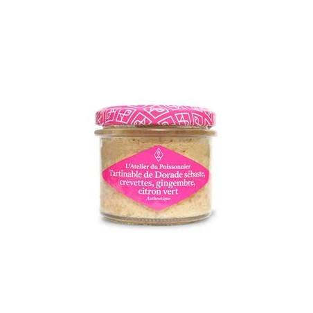 Rillettes dorade-crevettes-citron vert et gingembre-90 grsConserve de poissonL'atelier du poissonnier