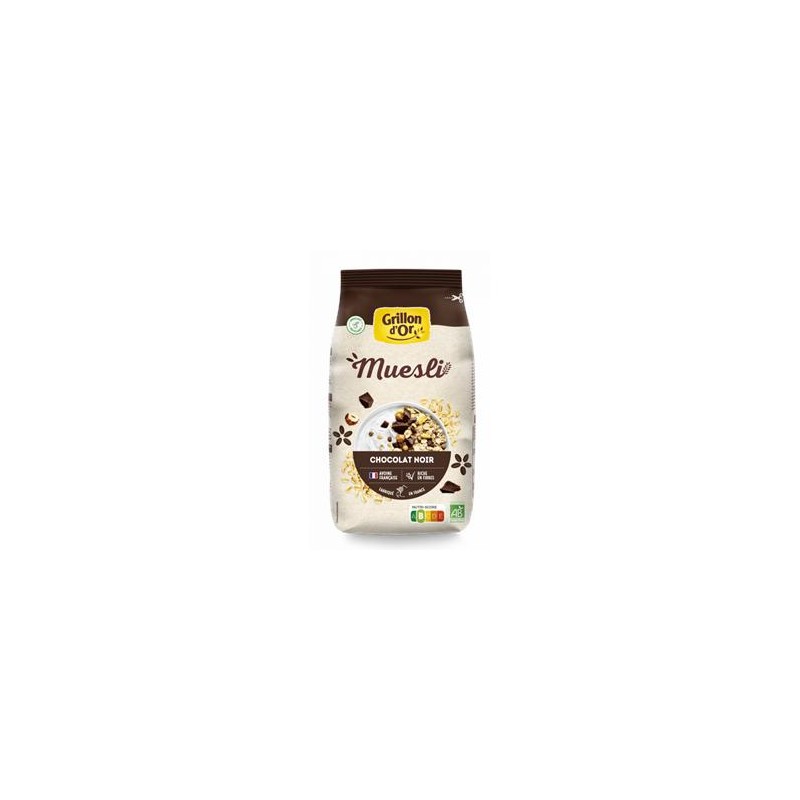 Muesli chocolat Noir bio - 500 gCéréales du matin (bio)GRILLON D'OR