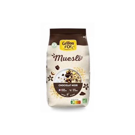 Muesli chocolat Noir bio - 500 gCéréales du matin (bio)GRILLON D'OR