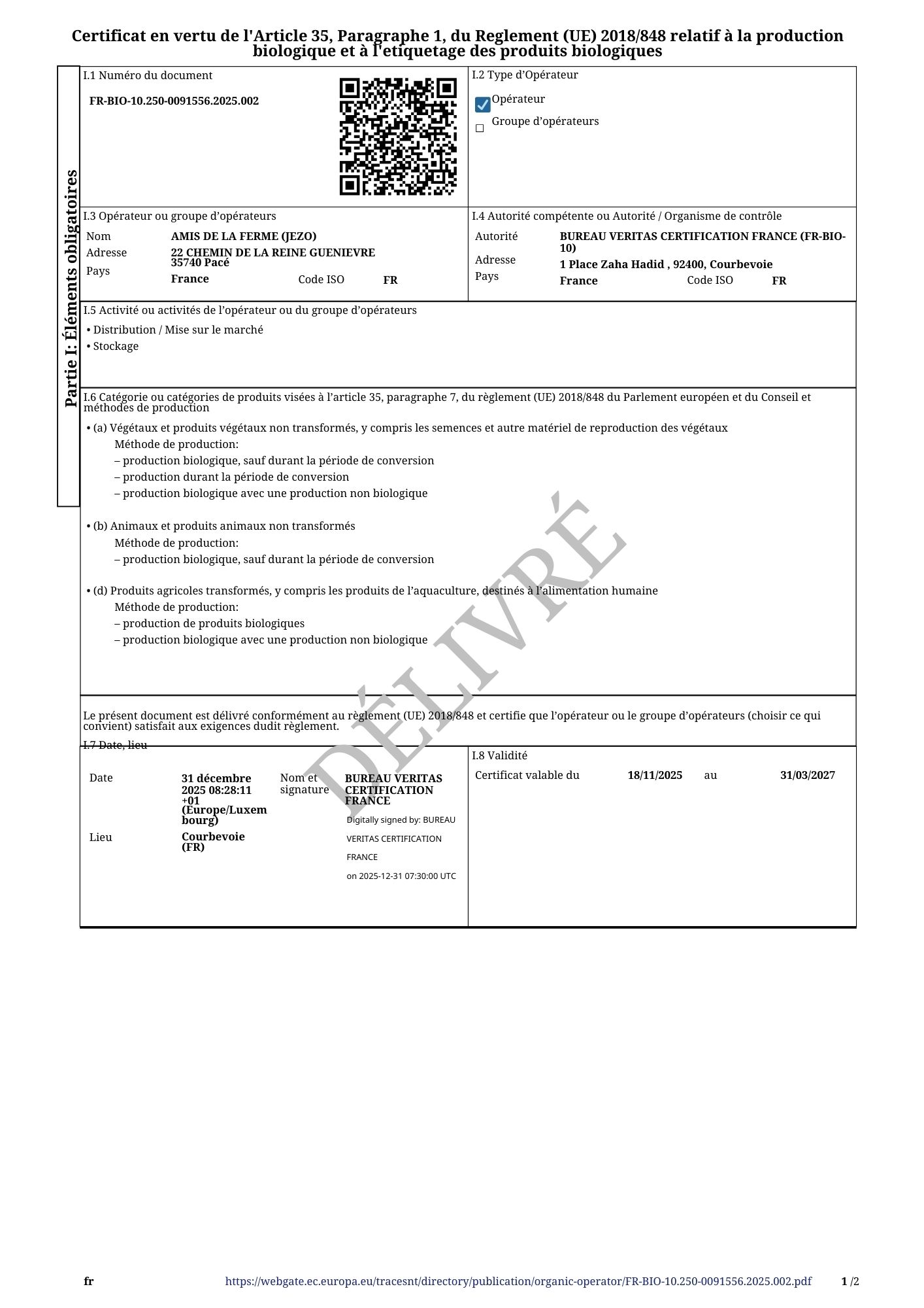 certification bio amis de la ferme